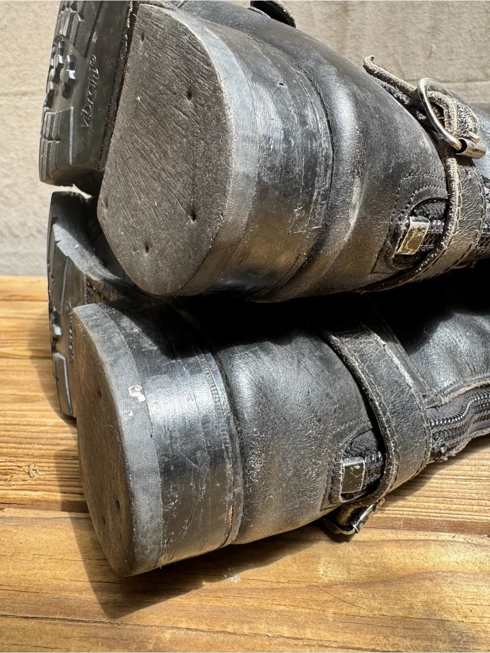 Goldtop Black Leather Men's Motorcycle Riding Boots